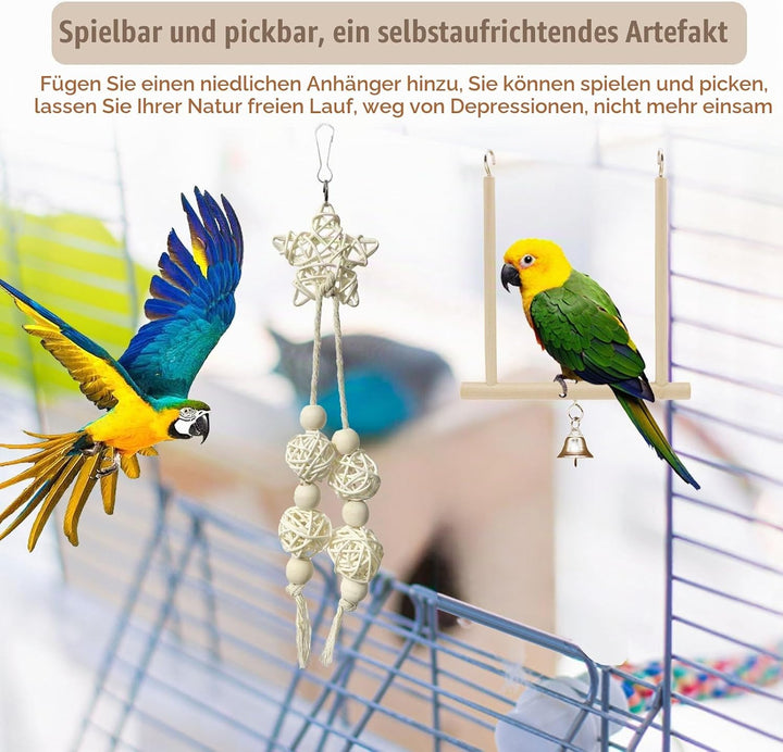 7 StüCk Vogelspielzeug, Vogel Spielzeug Wellensittich Spielzeug, VogelkäFig ZubehöR, Naturholz Vogel