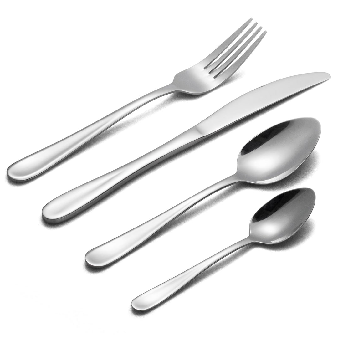 Alata Grand Edelstahl Poliert Besteck Set 8 Personen, Essbesteck 32 teilig, Glänzend, Spülmaschinenf