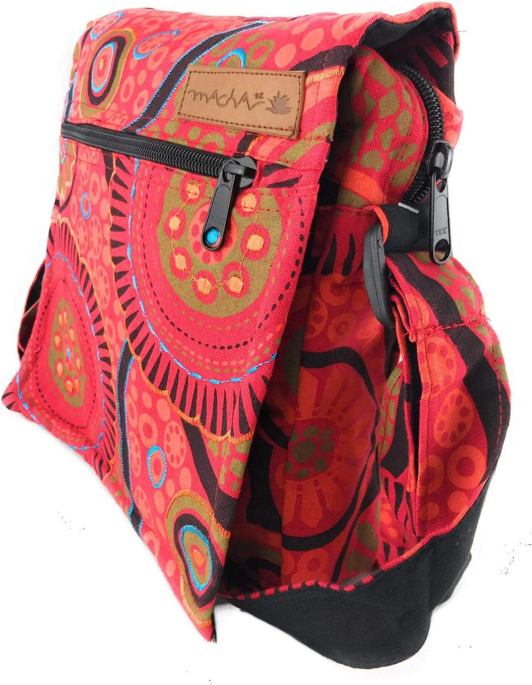 Damen Baumwolle Umhängetasche Indische Ethno Stil Boho Maliprint Tasche Baumwolle satche l mit Klapp