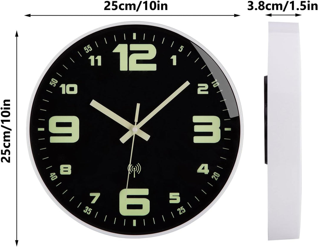 Leuchtend Wanduhr Ohne Tickgeräusche Lautlos 25cm Quarz Modern Gross Batterie Betriebene Wanduhr Ein