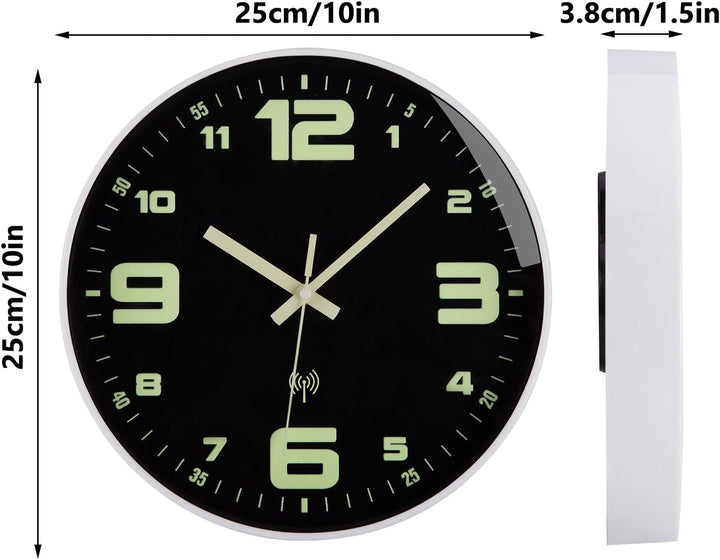 Leuchtend Wanduhr Ohne Tickgeräusche Lautlos 25cm Quarz Modern Gross Batterie Betriebene Wanduhr Ein