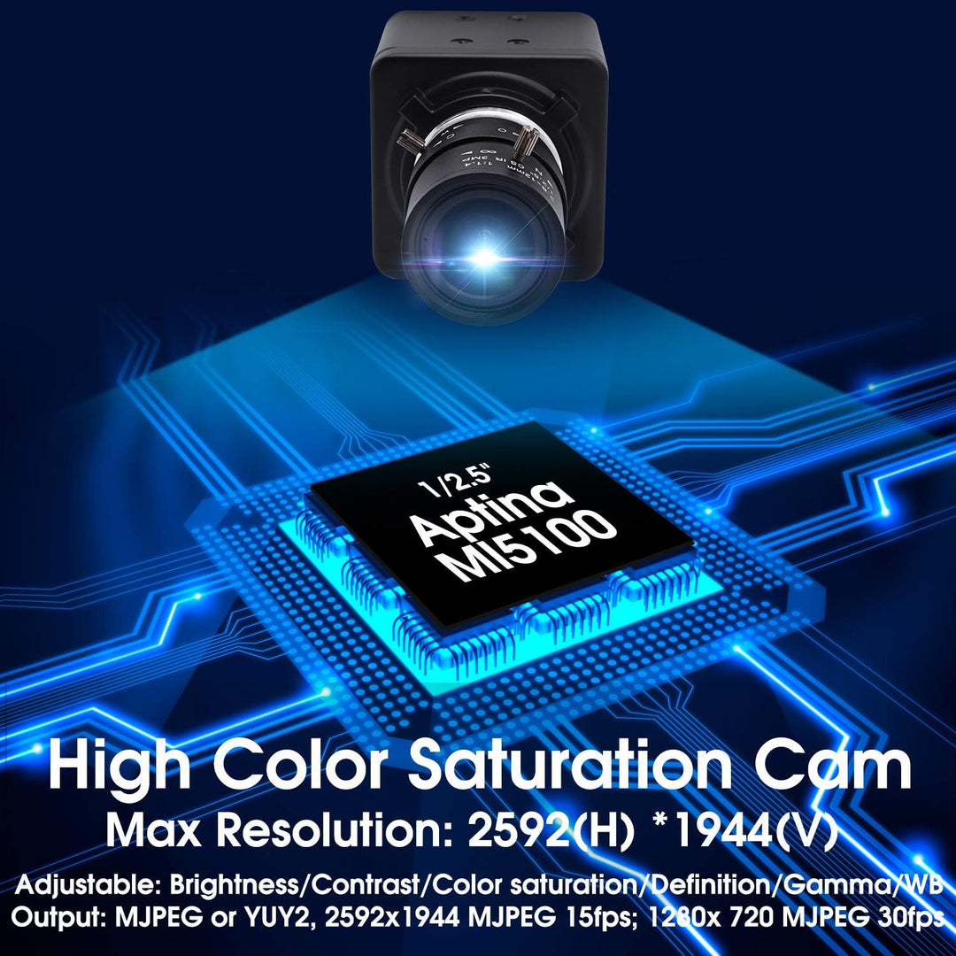 Svpro 5MP USB Kamera mit Zoomobjektiv 5-50mm,10X optischer Zoom Webcam Manueller Fokus mit Aptina MI