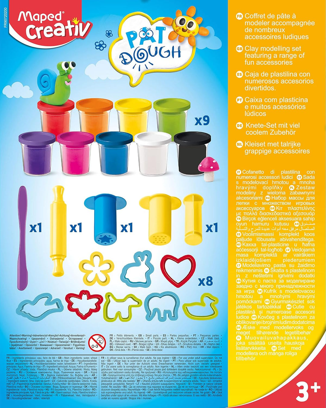 Maped CREATIV - Knete PAT'DOUGH - mit grosser Auswahl an Knet-Zubehör - 9x 56 g, 9x 56 g