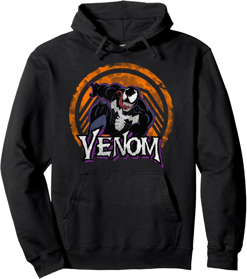 Marvel Venom Leap Logo Orange Tonal Logo Drop Pullover Hoodie