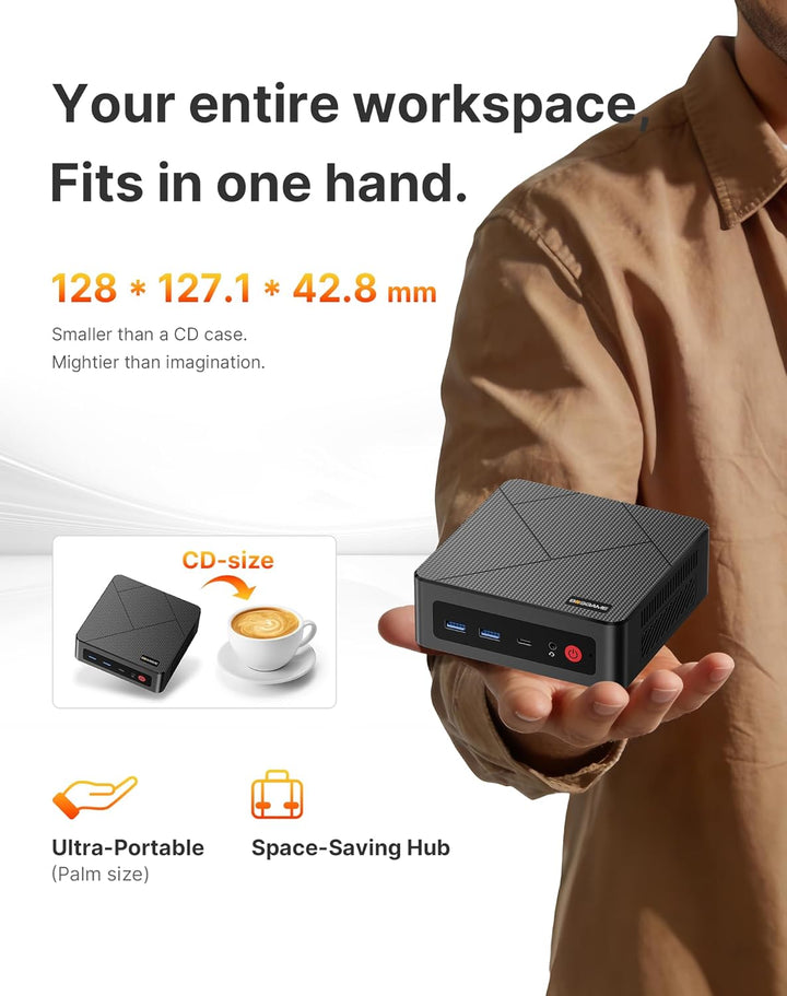 BOSGAME P4 Plus Dual 2,5G LAN Mini-PC, AMD Ryzen 7 5825U Prozessor (bis zu 4,5 GHz), Windows 11 Pro