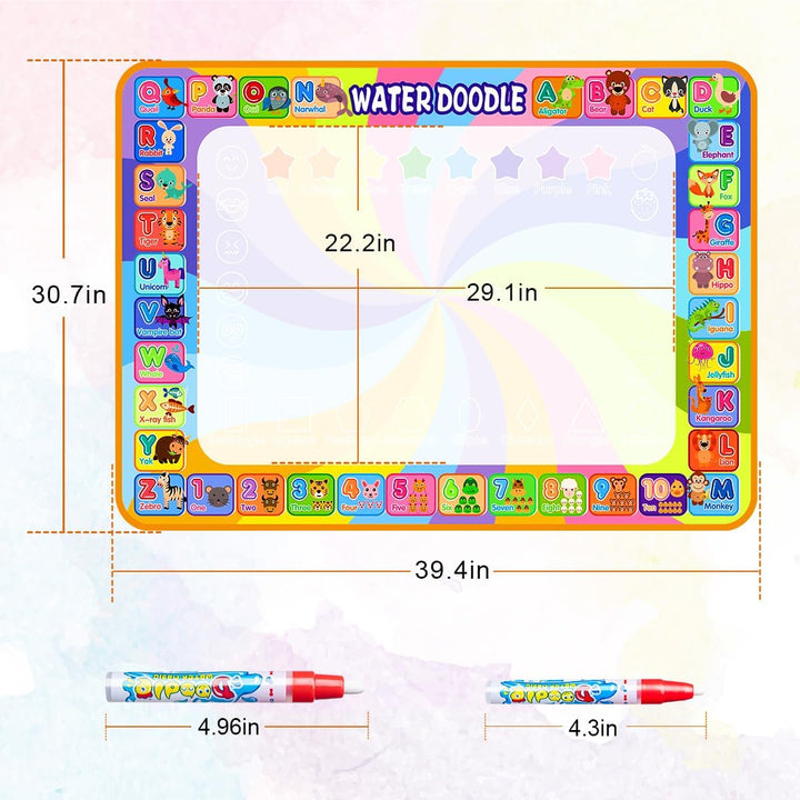 MELAND Wassermalmatte 100×78 cm, Aqua Malmatte mit Wasserstift für Kinder im Alter von 3–6 Jahren, B