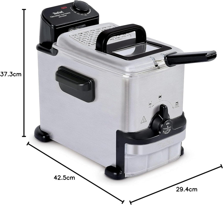 Tefal FR7016 Oleoclean Compact Elektrische Fritteuse | 2 L Öl-Kapazität | automatische Ölfiltration