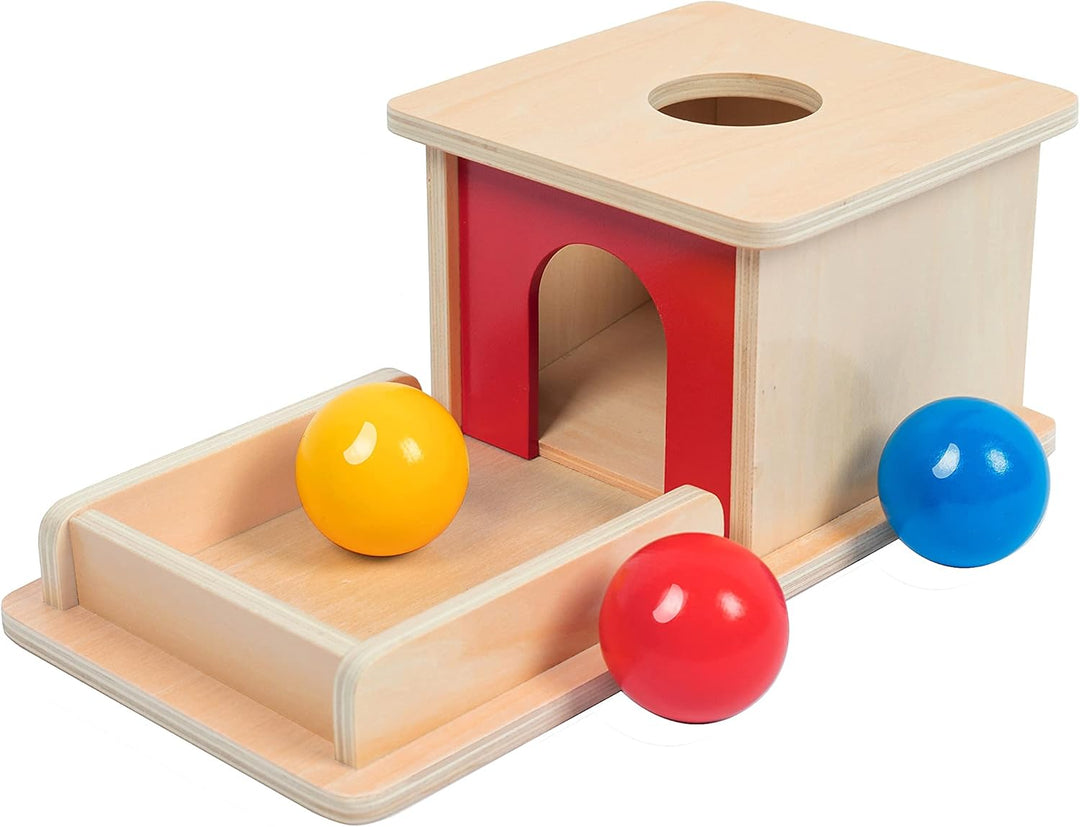 Adena Montessori Full Size Object Permanence Box mit Tray 3 Farbe Bälle Montessori Spielzeug von 6-1