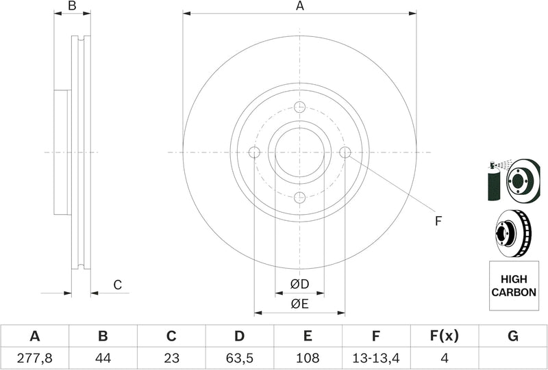 Bosch BD1676 Bremsscheiben - Vorderachse - ECE-R90 Zertifizierung - zwei Bremsscheiben pro Set