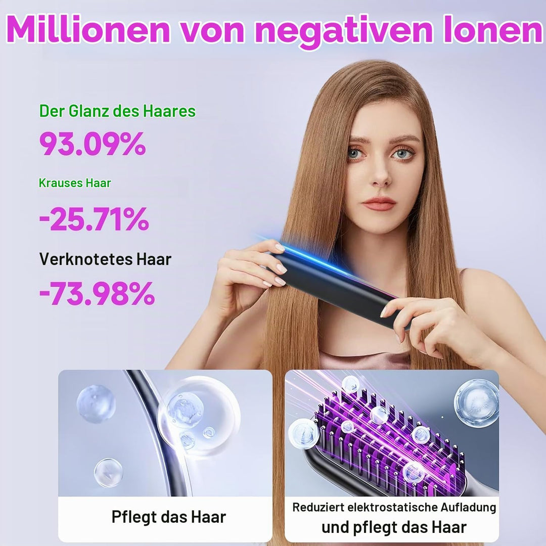 Elektrische Haarbürste Elektrisch, Föhnbürste für Kurzes Haar mit Led Anzeige Und 3 Temperatureinste
