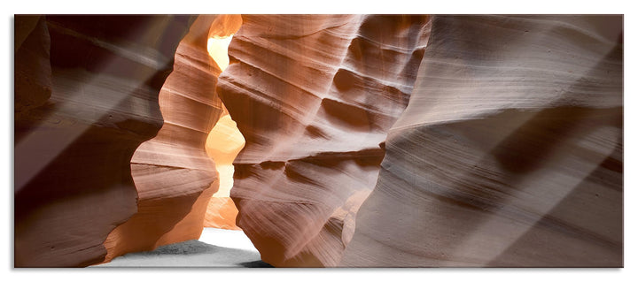 Glasbild Panorama | Wandbild aus Echtglas | Durchgang im Antelope Canyon | 100x40 cm | inkl. Aufhäng