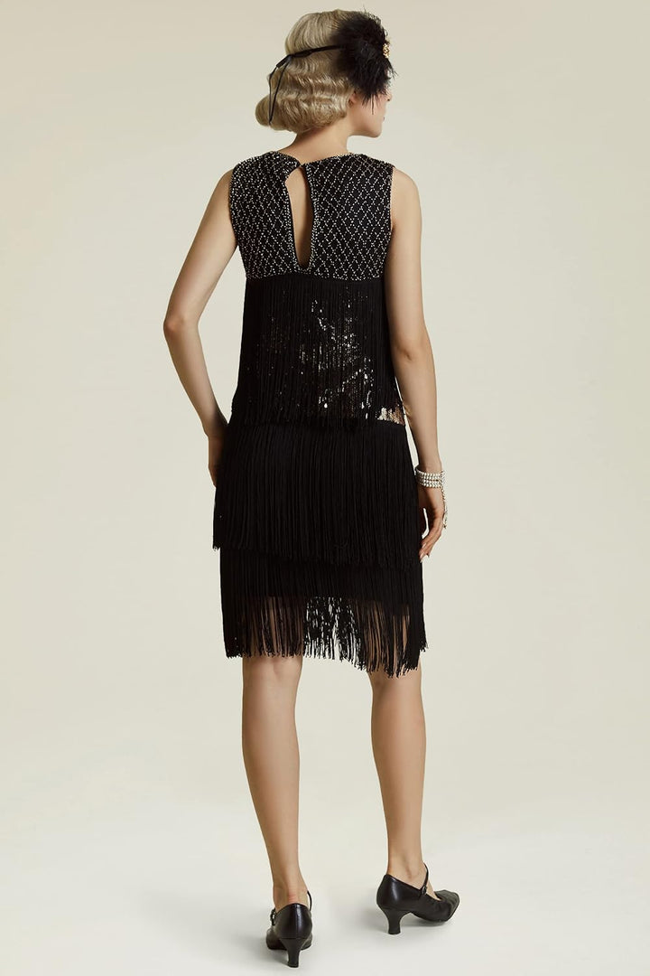 BABEYOND Women’s 1920s Charleston Dress - Knee-Length Cocktail Party Dress - 20s Flapper - Women’s G