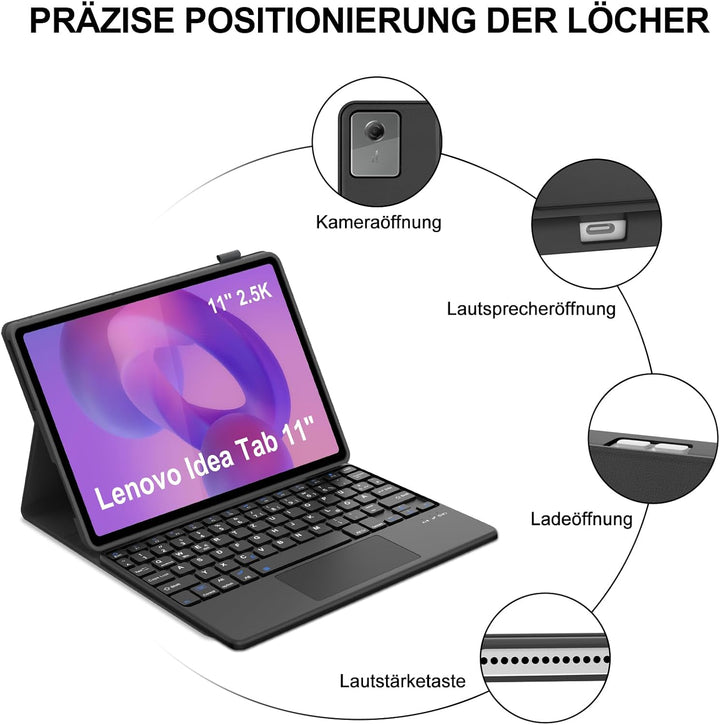 IVEOPPE Hülle mit Tastatur für Lenovo Idea Tab 11" 2025 Con Touchpad, Bluetooth Abnehmbare Magnetisc