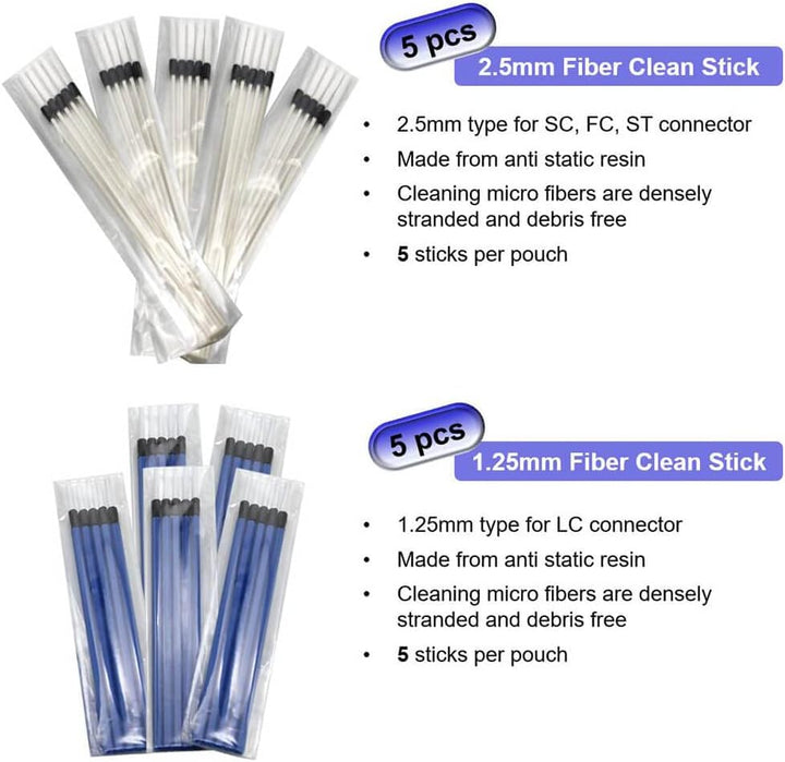 QIIRUN Fiber Optic Cleaners Kit Glasfaser Reiniger Kit, FTTH-Reinigungswerkzeuge mit 1,25 mm/2,5 mm