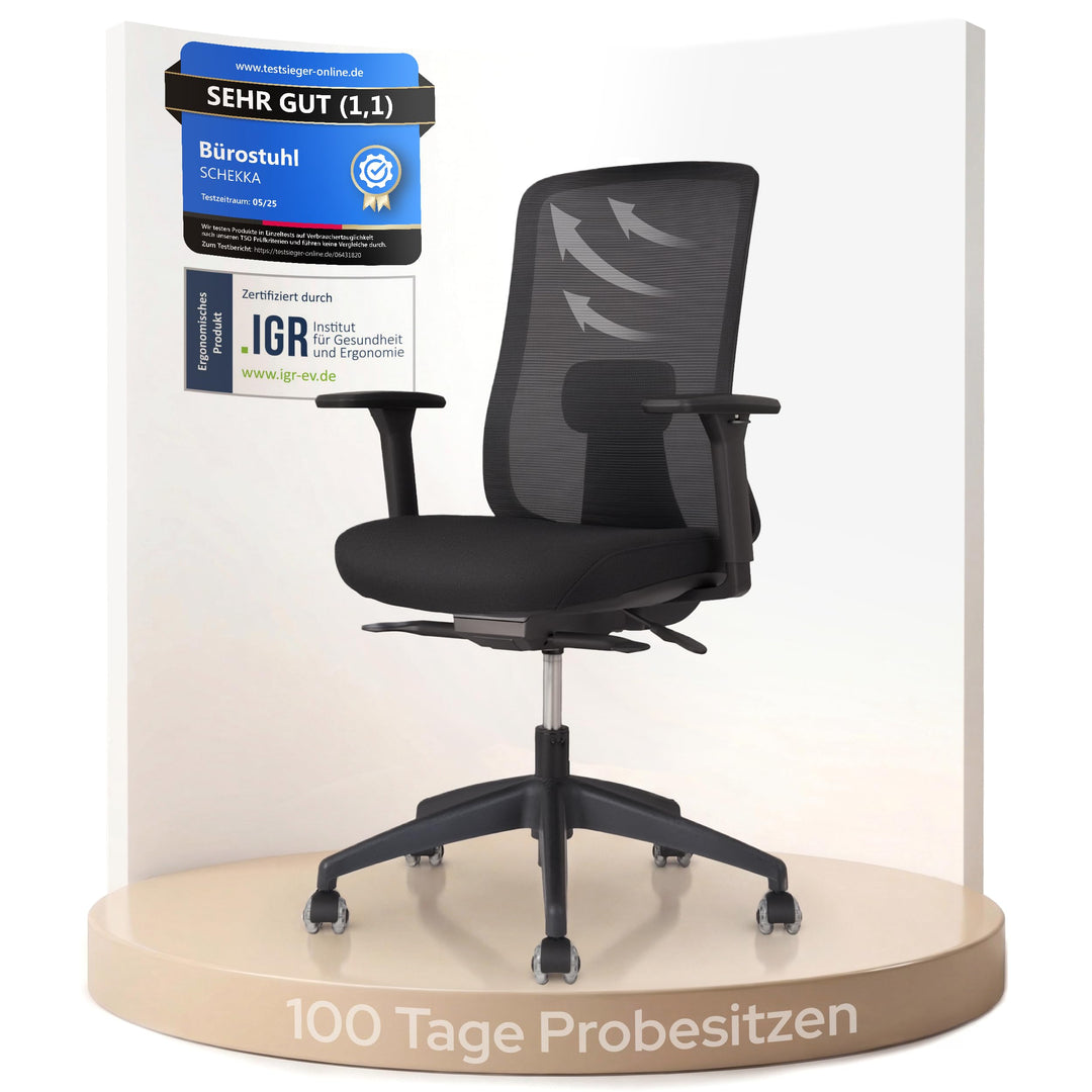 SCHEKKA® Bürostuhl Ergonomisch Testsieger - Besonders individuell Einstellbarer Schreibtischstuhl mi