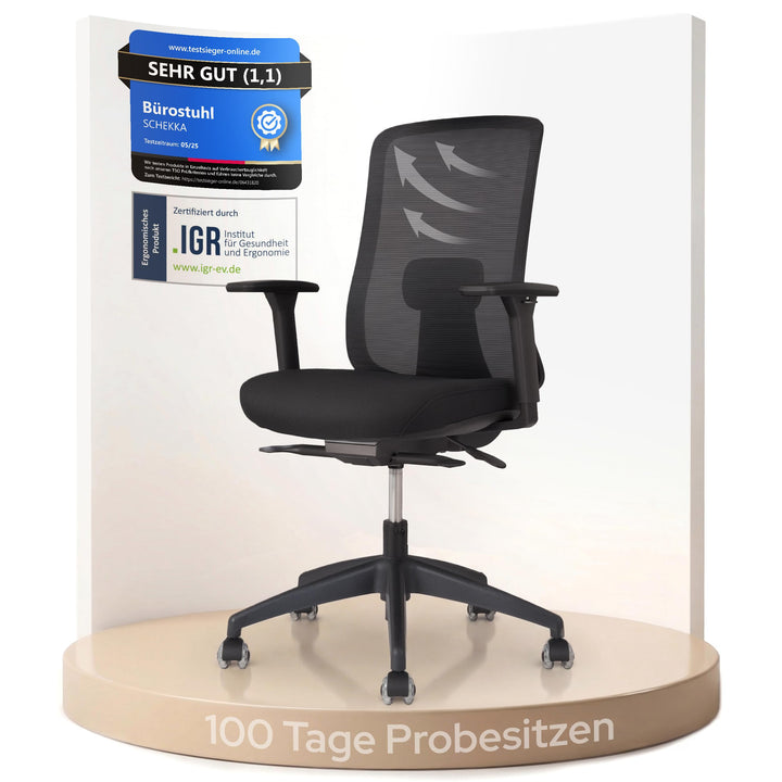 SCHEKKA® Bürostuhl Ergonomisch Testsieger - Besonders individuell Einstellbarer Schreibtischstuhl mi