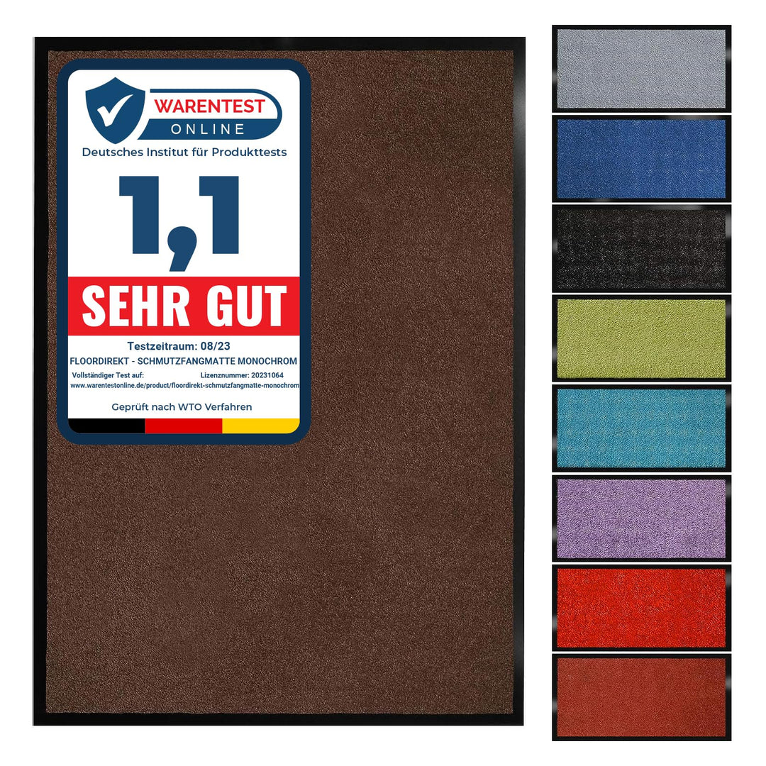 Floordirekt Schmutzfangmatte Monochrom | Fussmatte in 10 Grössen & 8 Farben | Türmatte für innen & a