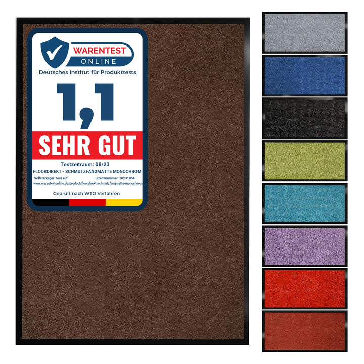 Floordirekt Schmutzfangmatte Monochrom | Fussmatte in 10 Grössen & 8 Farben | Türmatte für innen & a