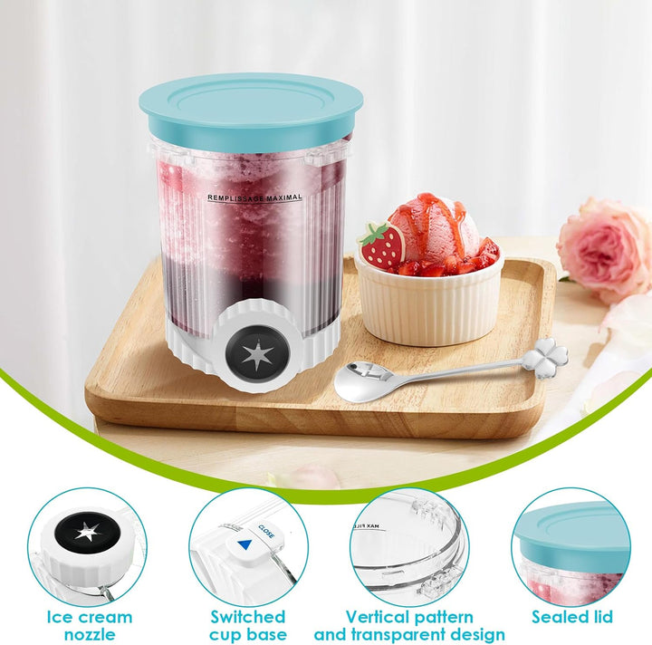 4 Stück Behälter für Ninja Creami Pints,450 ml Eisbehälter für Ninja Swirl NC700/NC701 Serie, Eiscre
