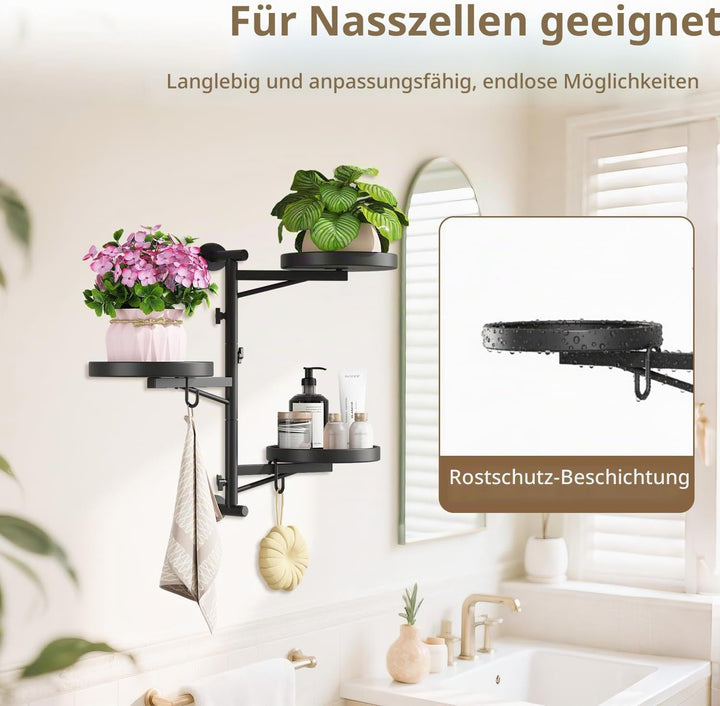 LASZOLA Rotierende Wandmontage Fenster Pflanzen Regale Indoor mit 2 Hängehaken, 3 Ebene schwebende M