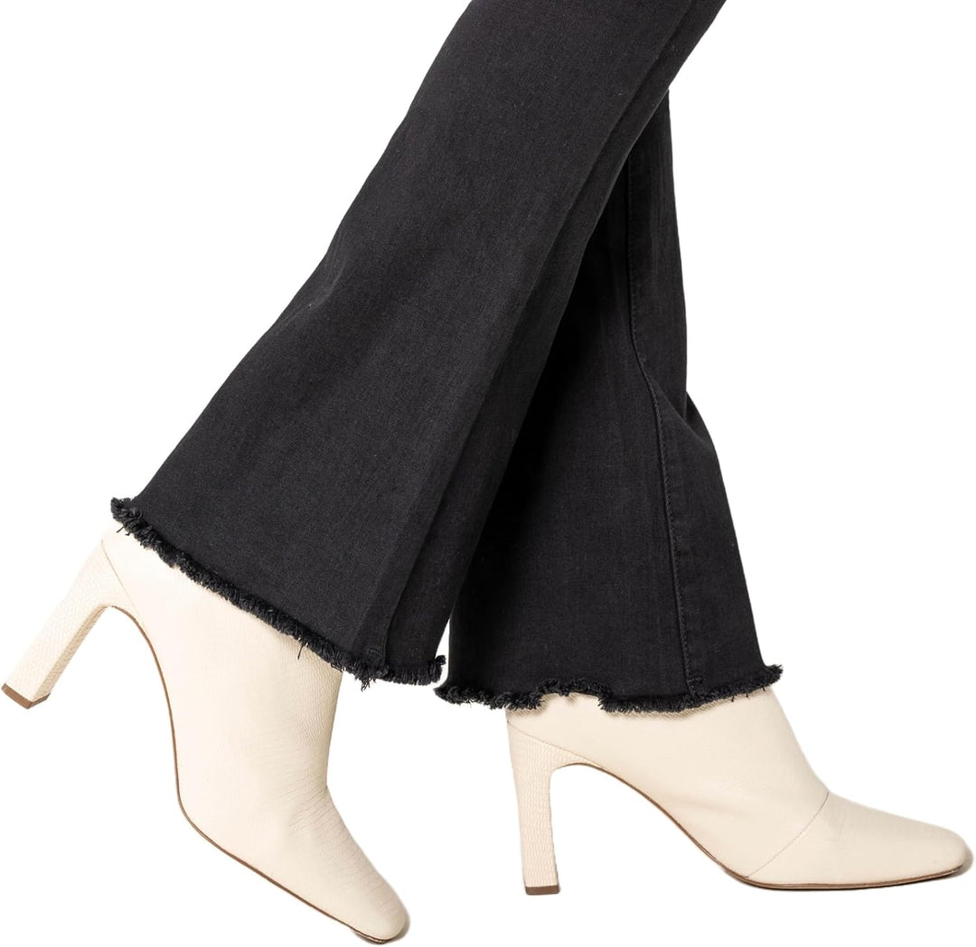 Nina Carter Damen Bootcut Jeans im Retro-Stil Mid Waist Stretchjeans Jeanshosen Used-Look Schlaghose