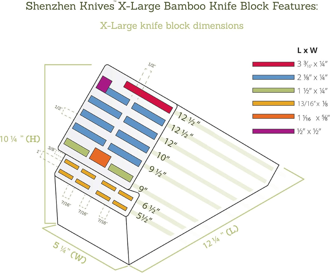 Shenzhen Knives Universal-Messerblock mit 20 breiten Schlitzen: in X-Large Bambusholz-Messerblock oh