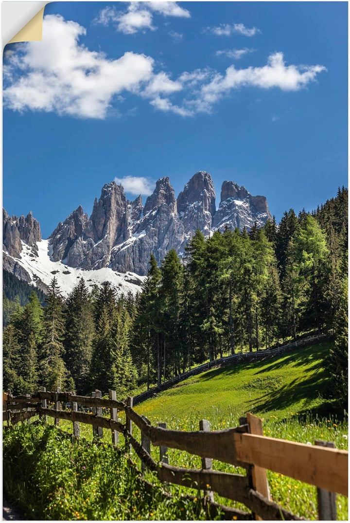 ARTland Wandbild selbstklebende Vinylfolie 80x120 cm Landschaftsbilder Südtirol Berge Alpen Wald Dol