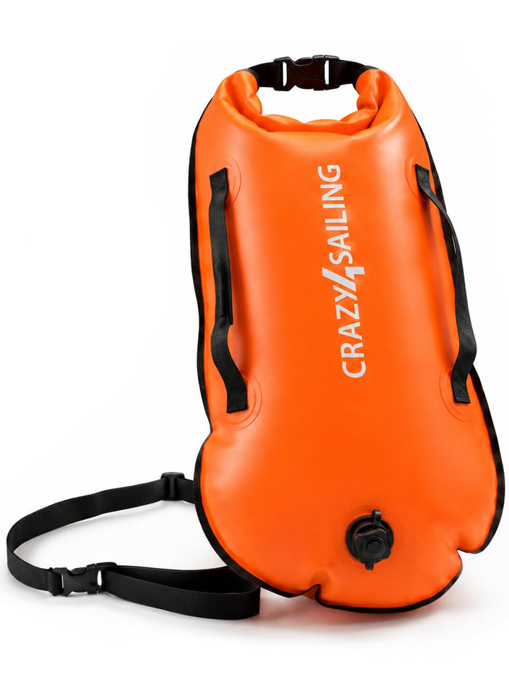 crazy4sailing Schwimmboje Dry Bag, wasserdichter Trockensack & aufblasbare Schwimmhilfe, 36 x 72 cm,