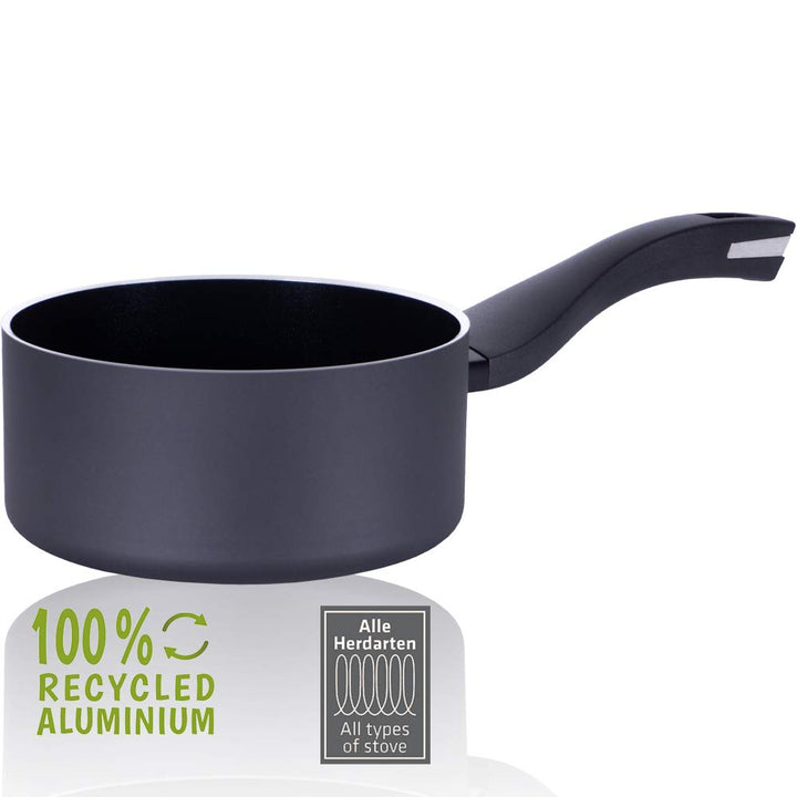 Berndes Topf 16 cm, b.green Alu Recycled Induction, Stieltopf hergestellt zu 100% aus recycelten Get
