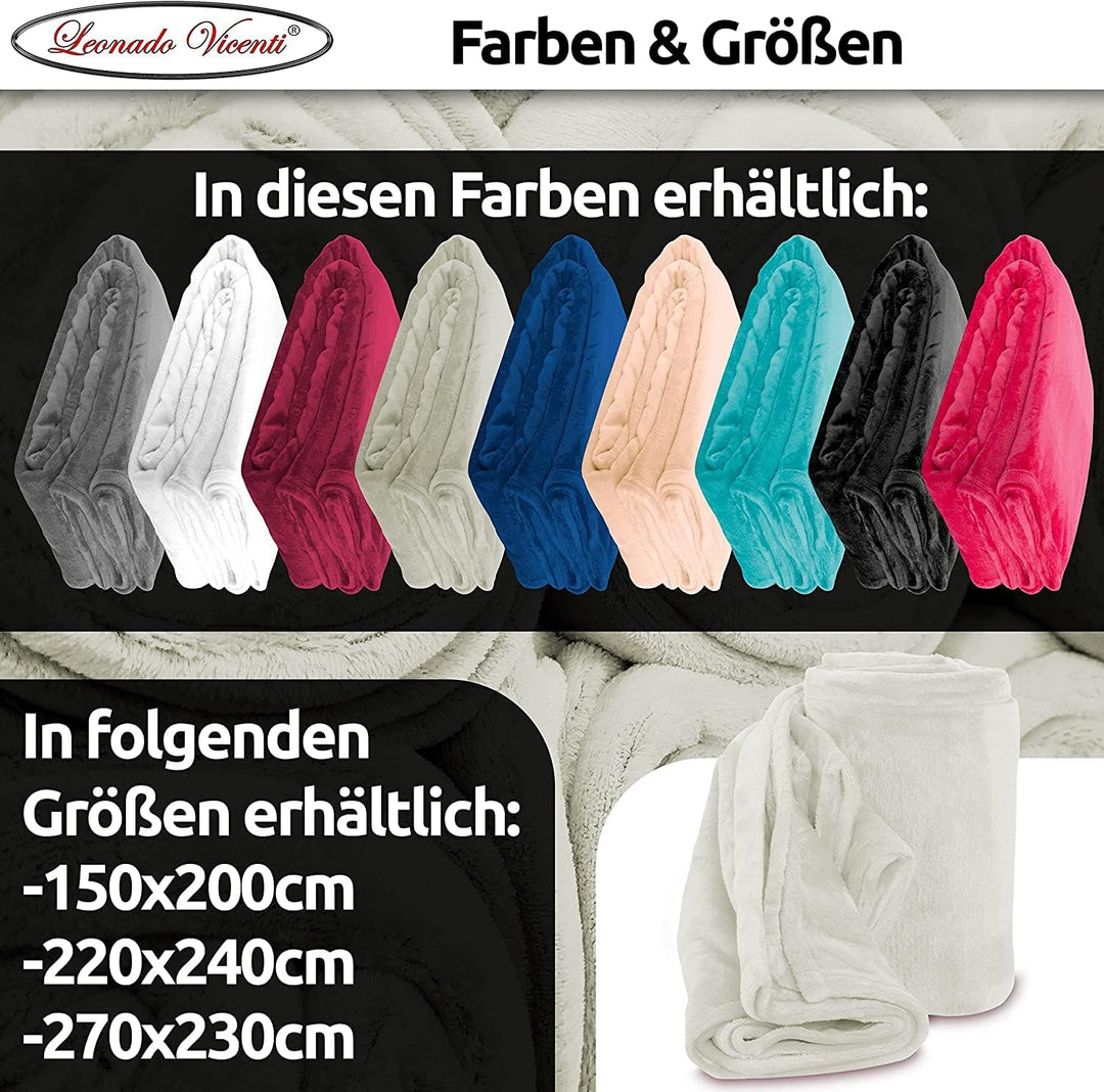 Leonado Vicenti 2er Set Flauschige Kuscheldecke 150x200 cm Fleecedecke Wohnzimmerdecke Sofadecke Tag
