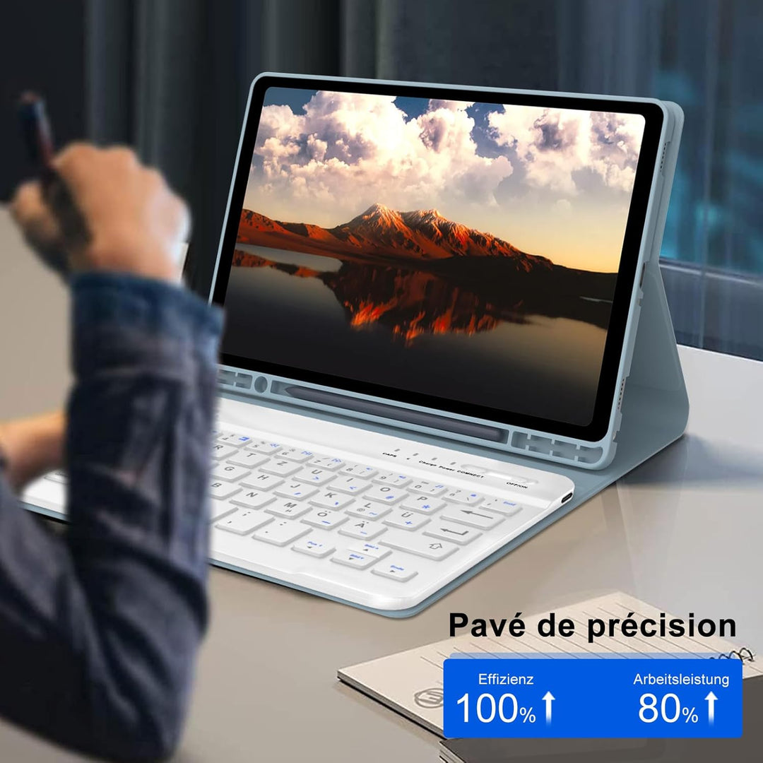 Tastatur Hülle für Samsung Galaxy Tab A9 8.7'' 2023, QWERTZ Deutsches Tastatur Magnetische Wireless