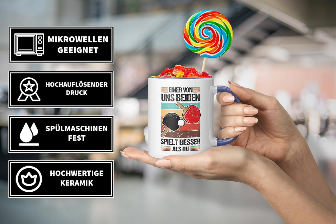 Lustige Tischtennis Tasse | Einer von uns beiden spielt besser als du | Geschenkidee für Tischtennis