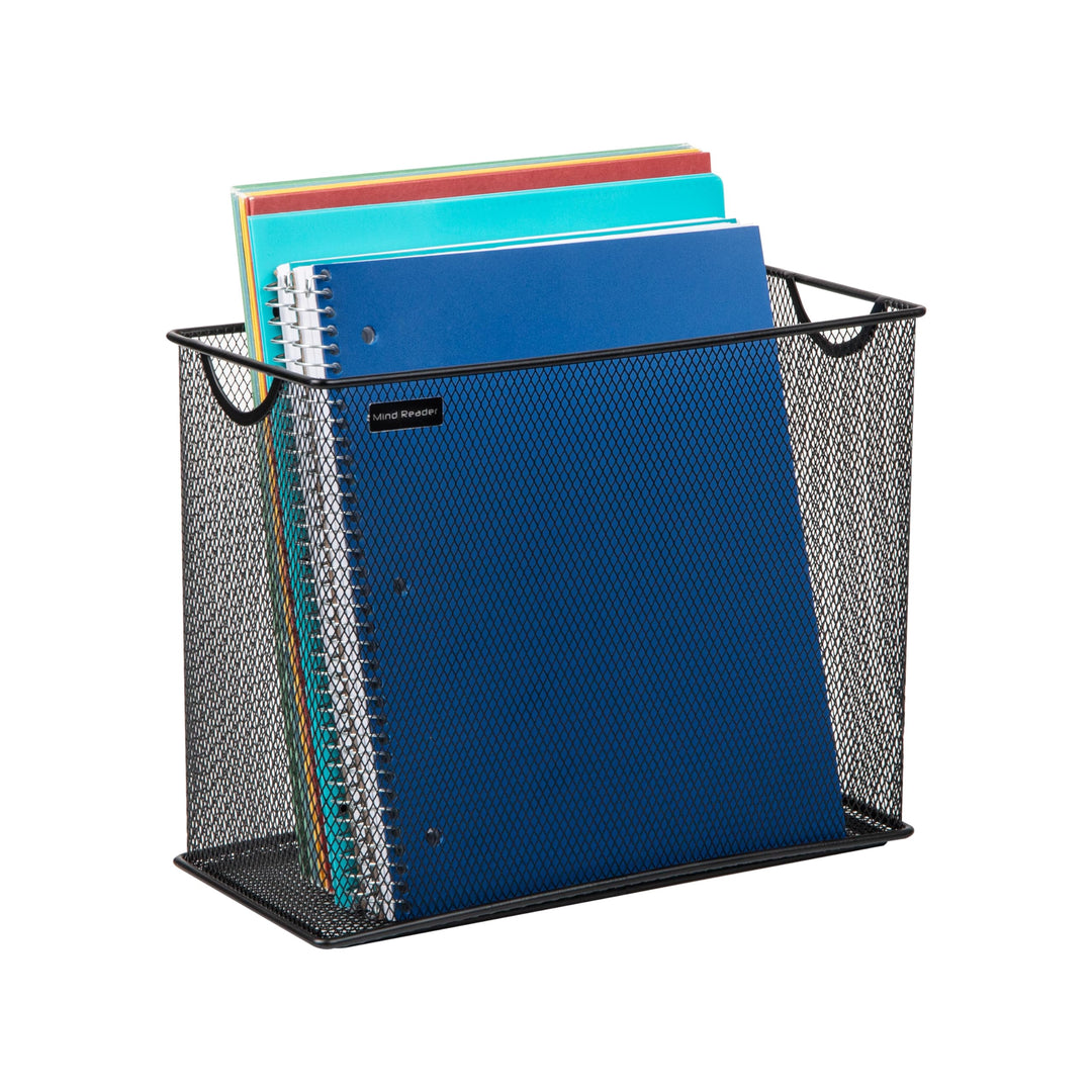Mind Reader Vertical Storage Basket, Letter Size, Hanging Files or Folders and Magazines, Desktop Or