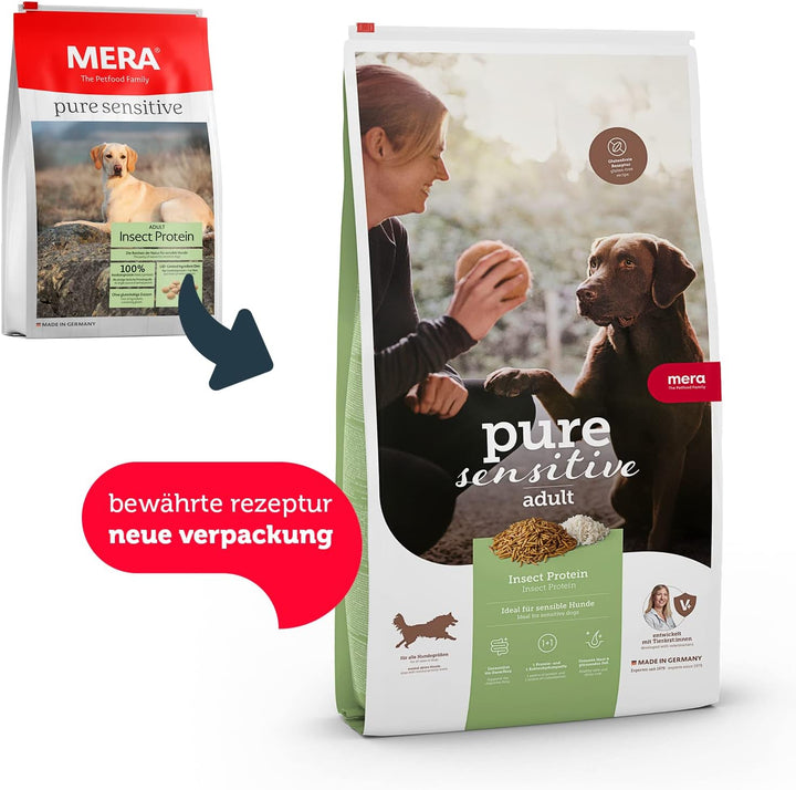 MERA Pure Sensitive Hundefutter &amp; Pure Sensitive Goody Snack Insect, gesunde Leckerlis für Sensible