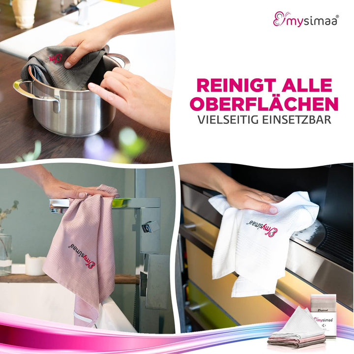 mysimaa Mikrofasertücher 40x40 – Fenstertuch Streifenfrei, Autopflege, Putzlappen Küche - Reinigungs