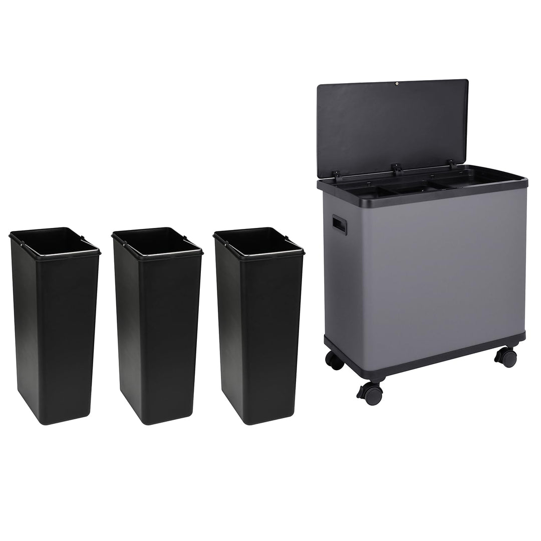 SVITA SR3X18 54L Sensor-Mülleimer 3 Fächer Mülltrennsystem Abfalleimer Stahl Grau SR3X18 (54L) Grau,