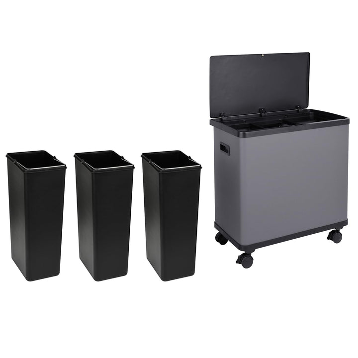 SVITA SR3X18 54L Sensor-Mülleimer 3 Fächer Mülltrennsystem Abfalleimer Stahl Grau SR3X18 (54L) Grau,
