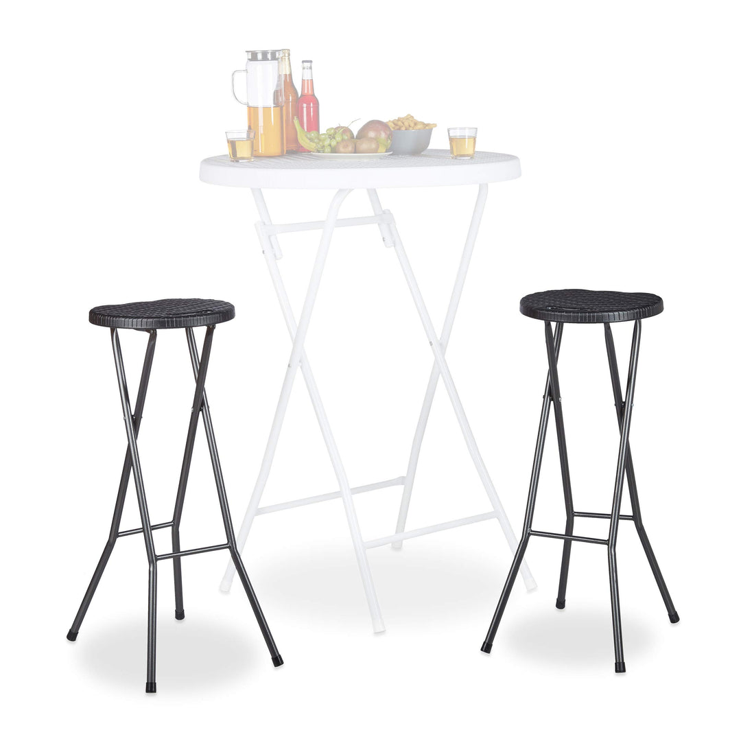Relaxdays Barhocker klappbar BASTIAN 2er Set, Wetterfest, Höhe 80 cm, Barstuhl Doppelpack, Kunststof