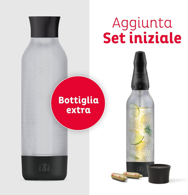 ISI Twist'n Sparkle Virtuoso Zusatzflasche Wassersprudler 0.95L – Ersatzflasche Soda Maker für Sprud
