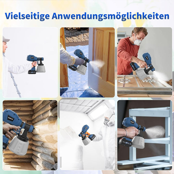 NANWEI Akku-Farbspritzgerät, kompatibel mit Makita 18-V-Akku, farbsprühsystem mit 1200-ml-Behälter,