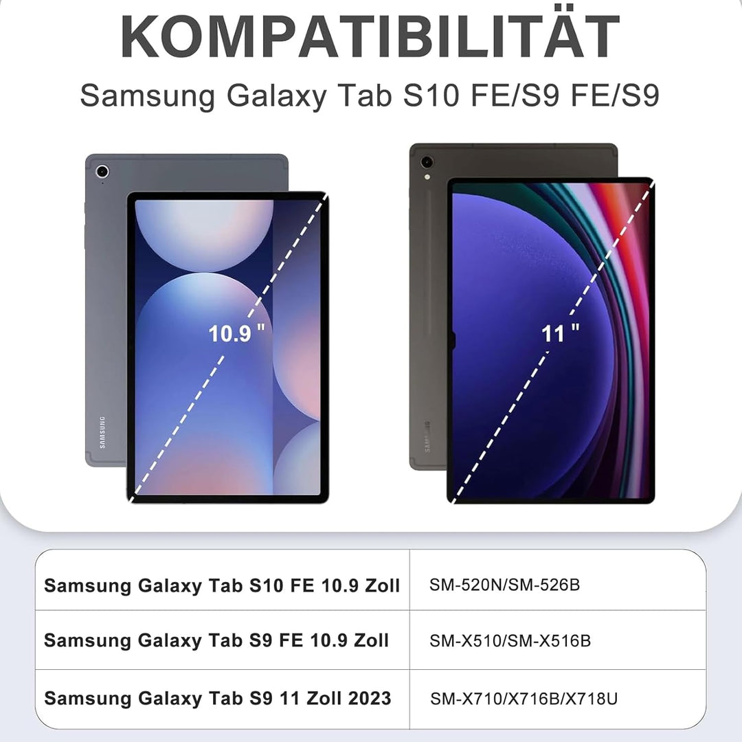 IVEOPPE Hülle Tastatur für Samsung Galaxy Tab S10 FE 10.9", Tastatur Teblet für Samsung S9/S10FE, Ma