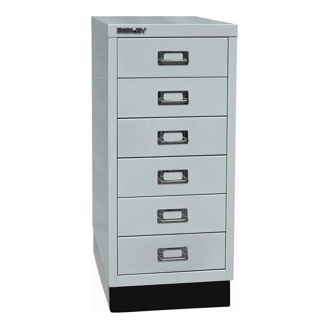 BISLEY MultiDrawer, 29er Serie mit Sockel, DIN A4, 6 Schubladen, Metall, 645 Lichtgrau, 38 x 27.9 x