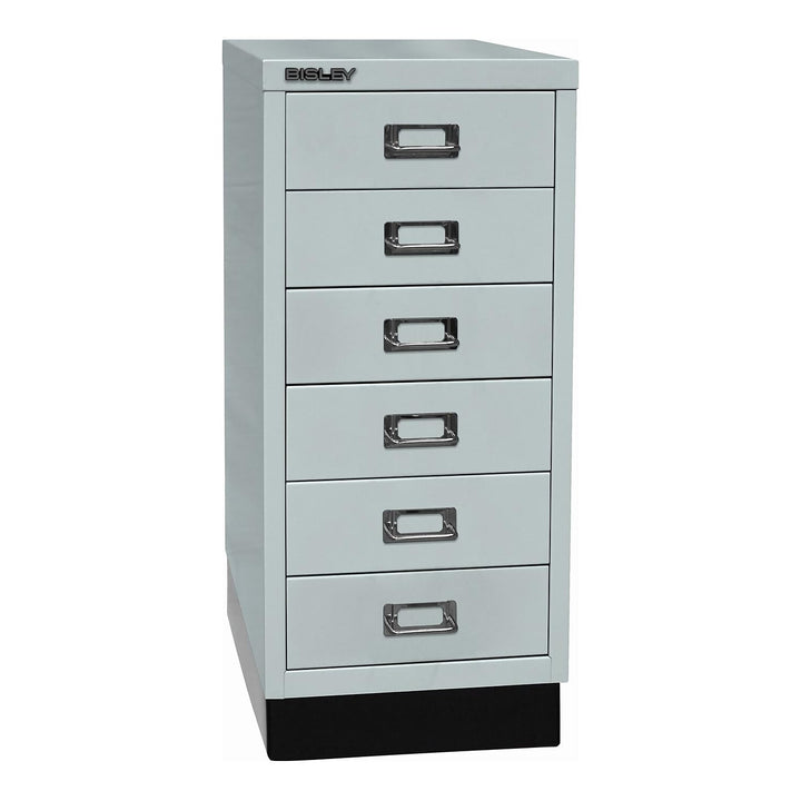 BISLEY MultiDrawer, 29er Serie mit Sockel, DIN A4, 6 Schubladen, Metall, 645 Lichtgrau, 38 x 27.9 x