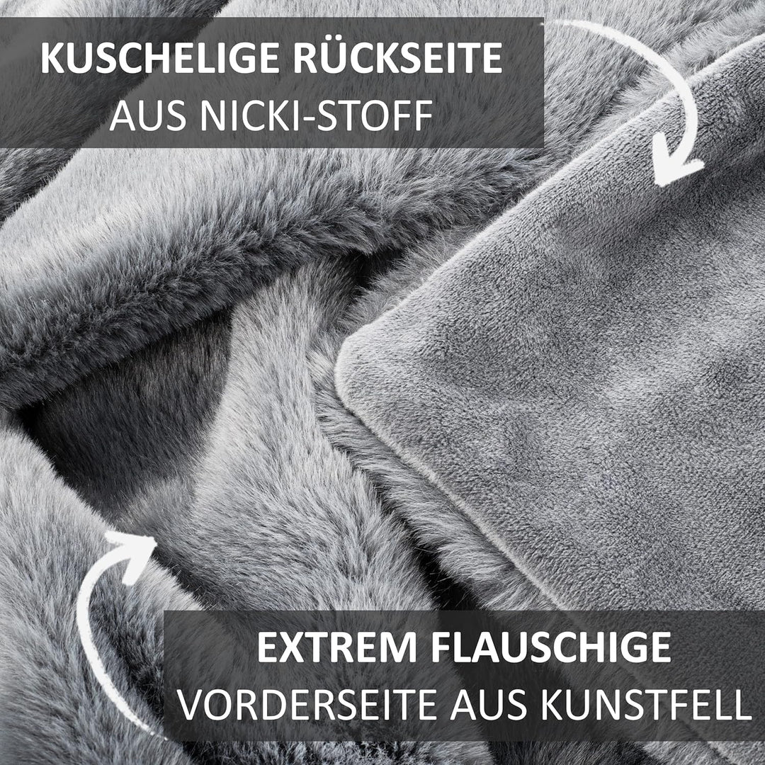 bonsport Kuscheldecke Felloptik 150x200 cm - Hochwertige Kunstfelldecke - Felldecke Fellimitat Decke