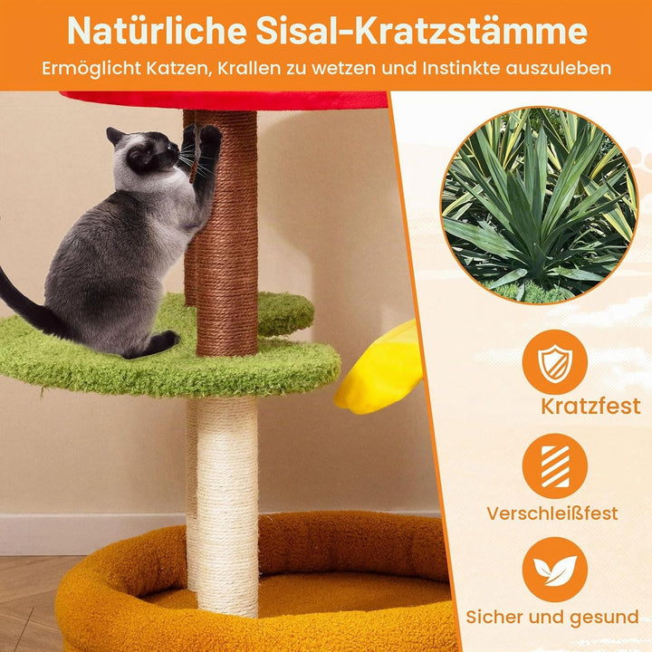 FANTASK Kratzbaum, Katzenbaum mit Bett, Sisal-Kratzbrett &amp; Plattformen, Katzen Katzenmöbel, Katzenkr