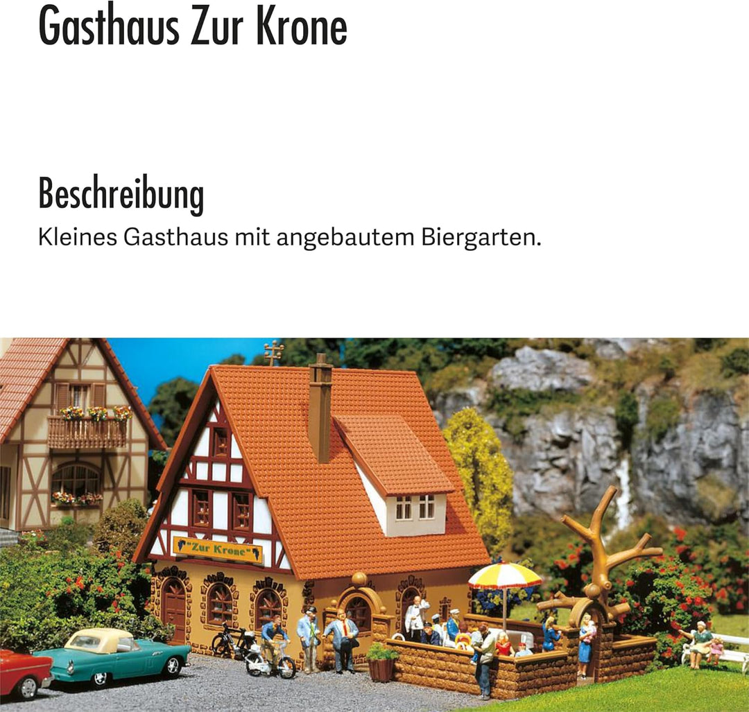 FALLER Gasthaus Zur Krone Modellbausatz mit 42 Einzelteilen 167 x 105 x 100 mm I Modelleisenbahn Zub