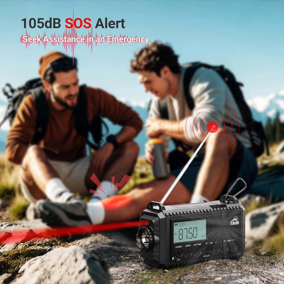 AM/FM/SW Baustellenradio, Kurbelradio mit Weltempfänger, Notfallradio Typ C Anschluss, Powerbank/SOS