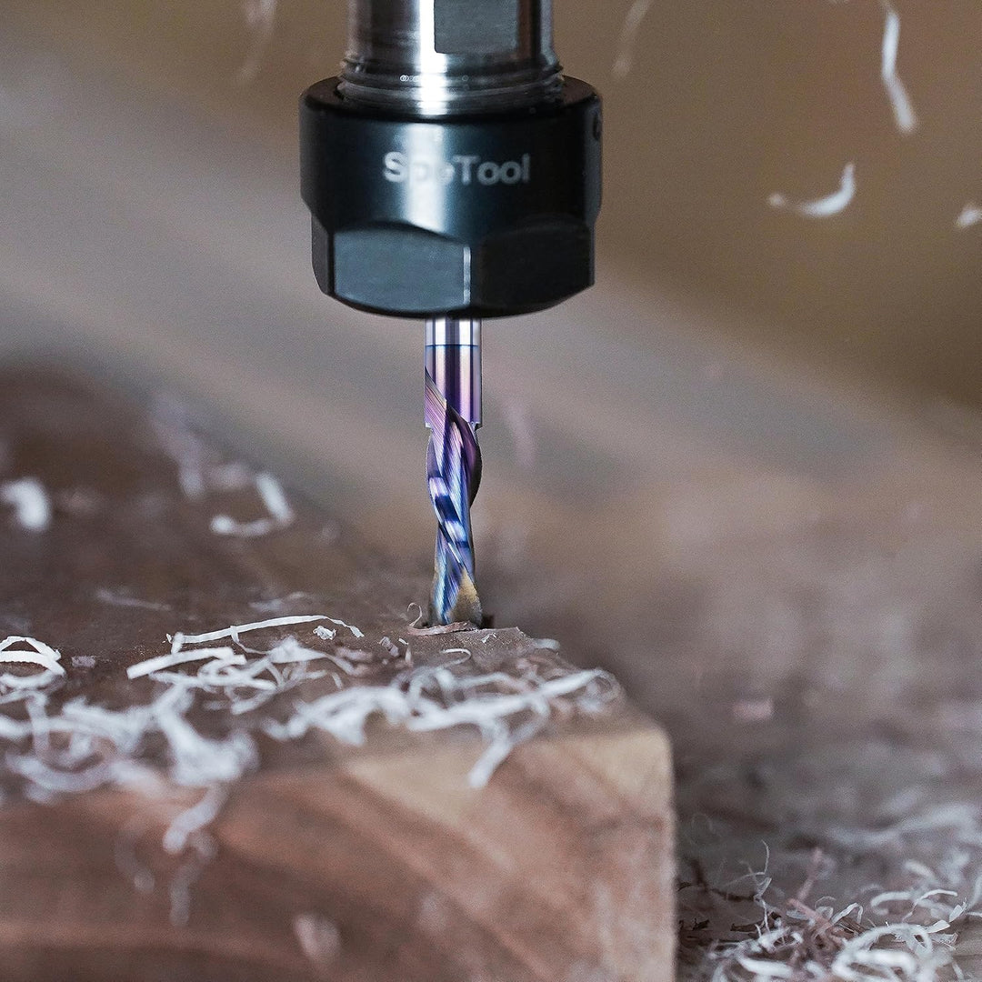 SpeTool Spiralnutfräser 8mm Schaft Downcut 32mm Schnittlänge Nutfräser Spiralfräser mit SPE-X Beschi