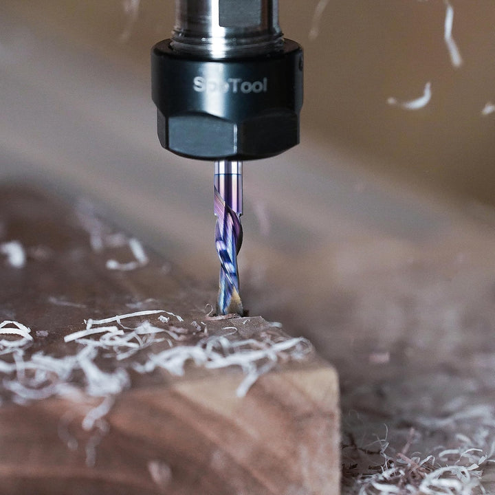 SpeTool Spiralnutfräser 8mm Schaft Downcut 32mm Schnittlänge Nutfräser Spiralfräser mit SPE-X Beschi