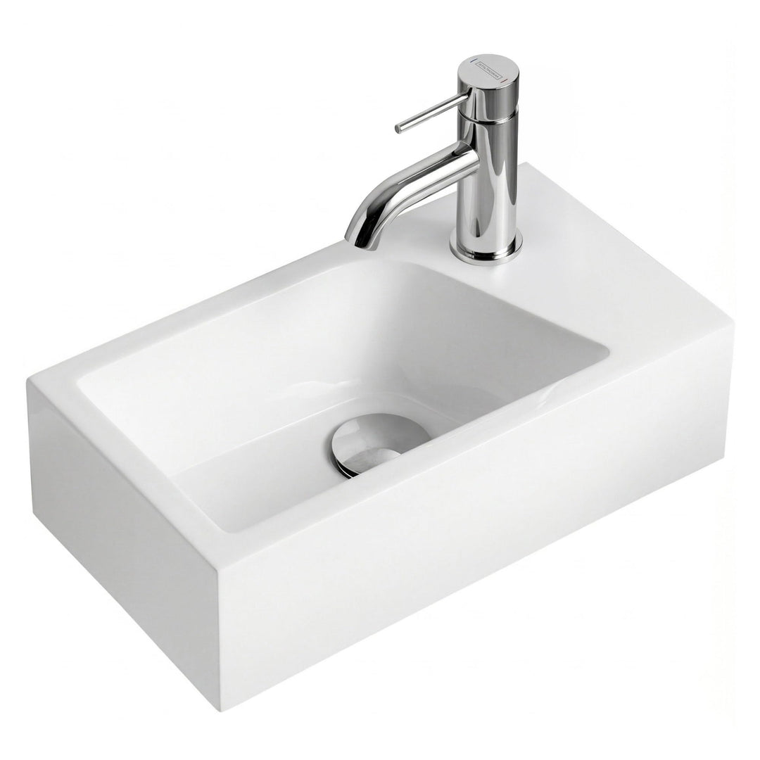 Stilform Mini Waschtisch Gäste WC Waschbecken für Wandmontage Mineralguss Links oder Rechts Handwasc
